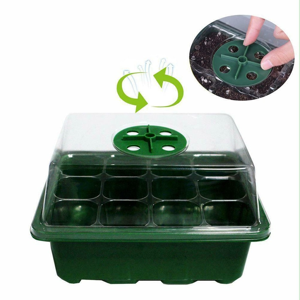 12-Grid Seedling Tray Propagation Box with Vent Lid by HitMyNeed
