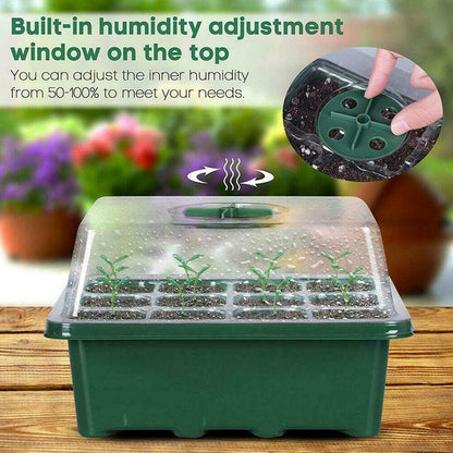12-Grid Seedling Tray Propagation Box with Vent Lid by HitMyNeed