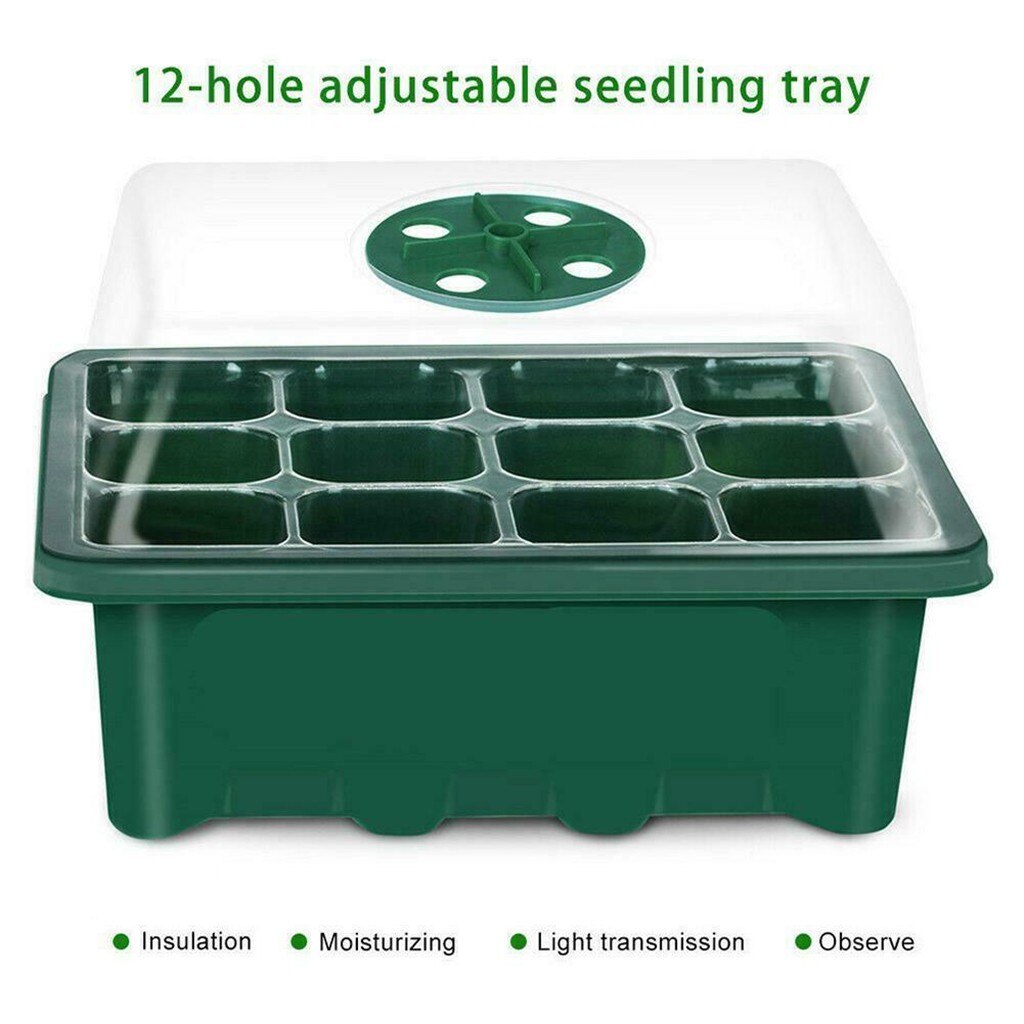 12-Grid Seedling Tray Propagation Box with Vent Lid by HitMyNeed