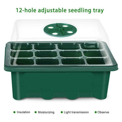 12-Grid Seedling Tray Propagation Box with Vent Lid by HitMyNeed