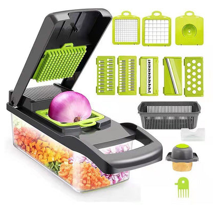 12-in-1 Vegetable Slicer with Basket and Graters by HitMyNeed