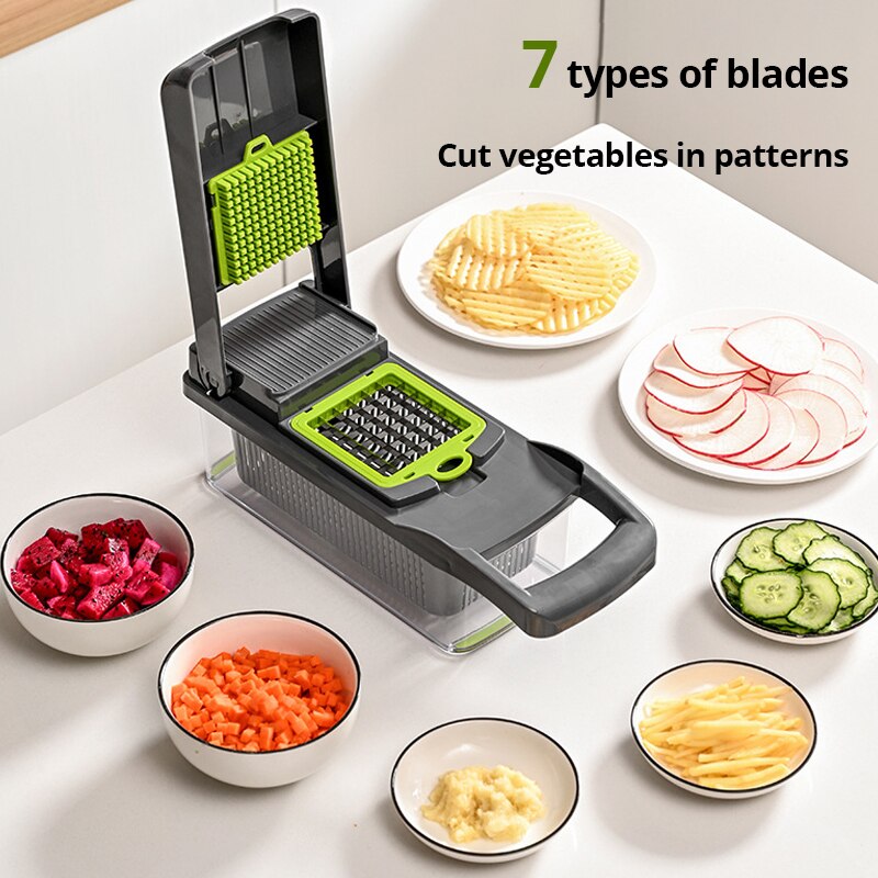 12-in-1 Vegetable Slicer with Basket and Graters by HitMyNeed