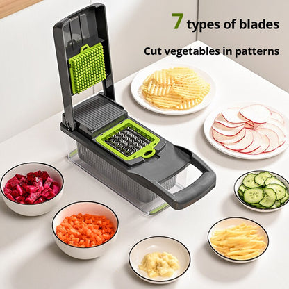 12-in-1 Vegetable Slicer with Basket and Graters by HitMyNeed