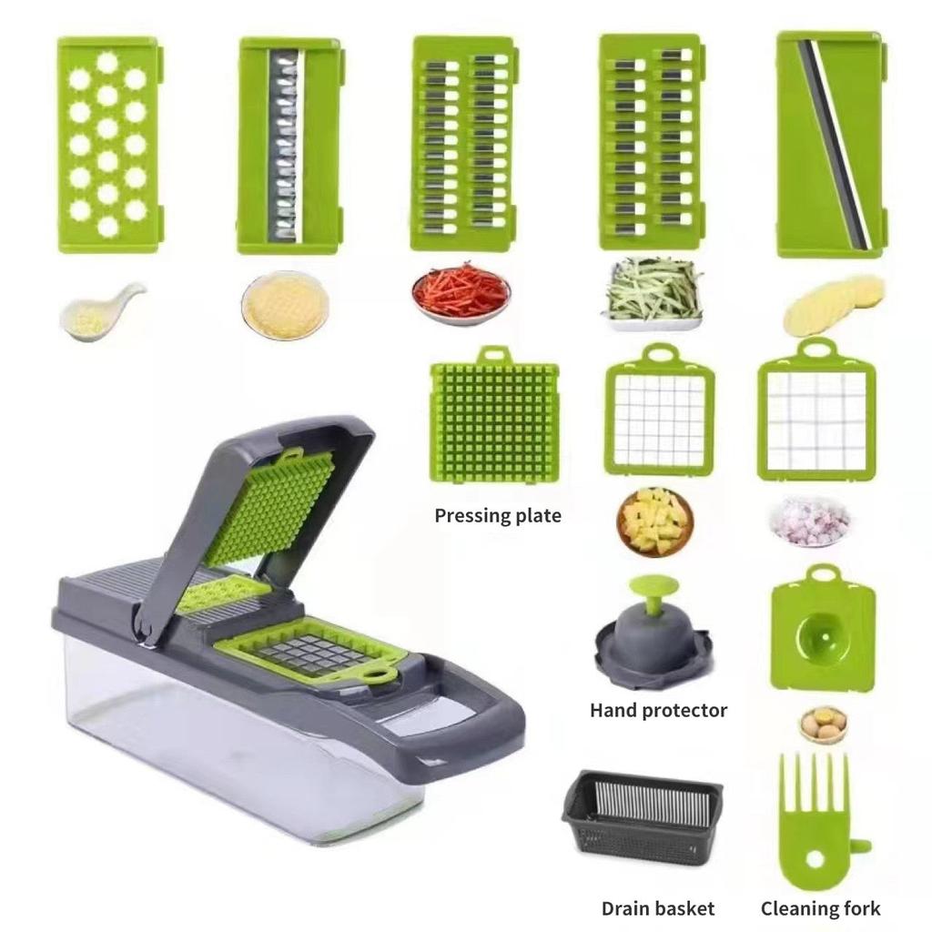 12-in-1 Vegetable Slicer with Basket and Graters by HitMyNeed
