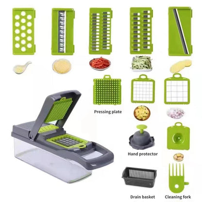 12-in-1 Vegetable Slicer with Basket and Graters by HitMyNeed