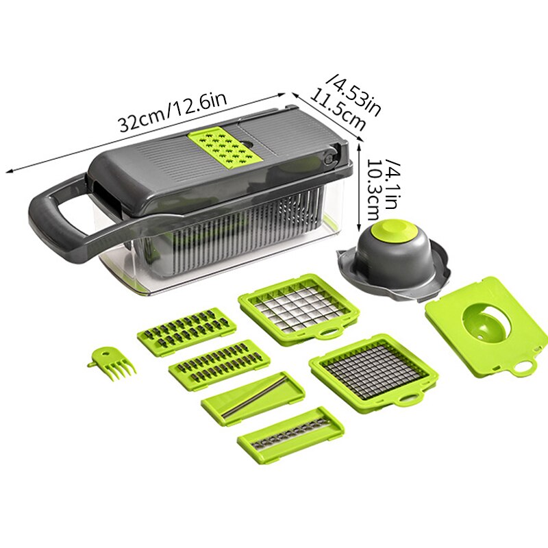 12-in-1 Vegetable Slicer with Basket and Graters by HitMyNeed