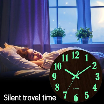 12 Inch Luminous Silent Nordic Wood Wall Clock by HitMyNeed