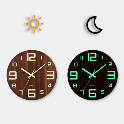 12 Inch Luminous Silent Nordic Wood Wall Clock yg002 by HitMyNeed