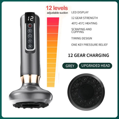 12-Level Electric Cupping Massager with Infrared Heat 12-gears-gray by HitMyNeed