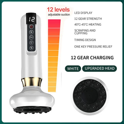 12-Level Electric Cupping Massager with Infrared Heat 12-gears-white by HitMyNeed