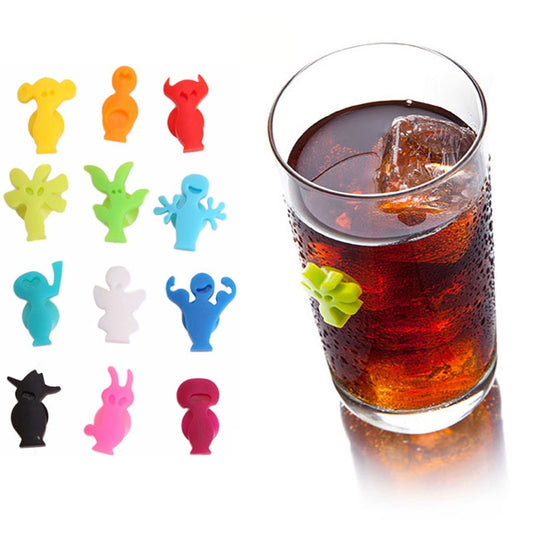 12-Pack Silicone Glass Markers with Suction Grip by HitMyNeed