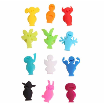 12-Pack Silicone Glass Markers with Suction Grip by HitMyNeed