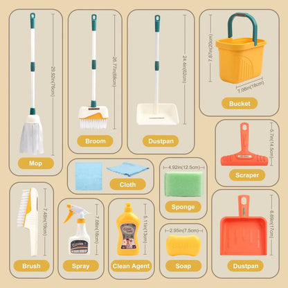 12-Piece Kids Cleaning Toy Set with Realistic Tools by HitMyNeed