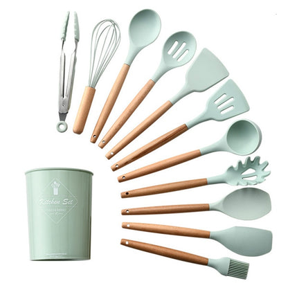 12-Piece Silicone Kitchen Utensil Set with Holder by HitMyNeed