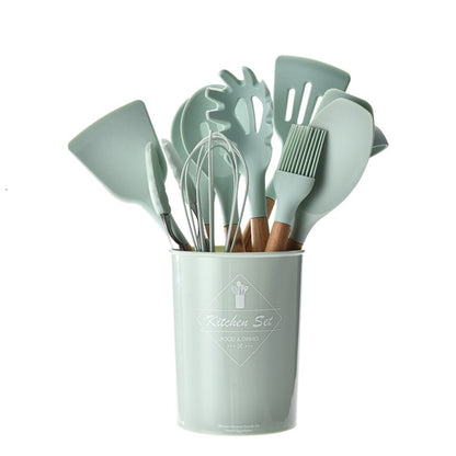 12-Piece Silicone Kitchen Utensil Set with Holder by HitMyNeed