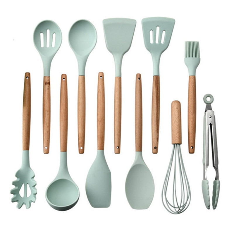 12-Piece Silicone Kitchen Utensil Set with Holder by HitMyNeed