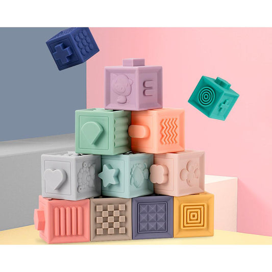 12-Piece Silicone Toddler Learning Blocks Set by HitMyNeed