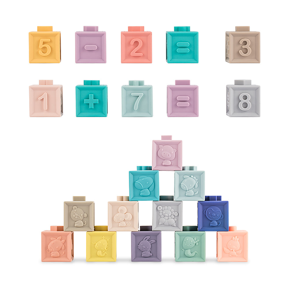 12-Piece Silicone Toddler Learning Blocks Set by HitMyNeed