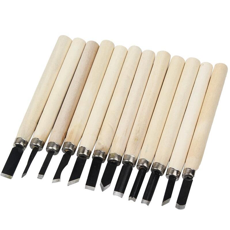 12-Piece Wood Carving Chisel Set with Wooden Handles by HitMyNeed