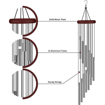 12-Tube Aluminum Wind Chime for Garden & Balcony by HitMyNeed
