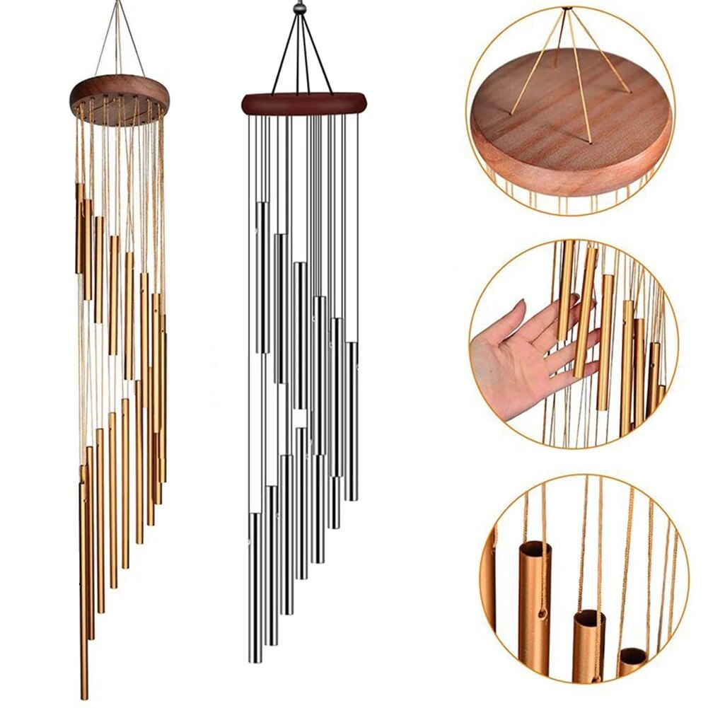 12-Tube Gold & Silver Wind Chimes for Outdoor Use by HitMyNeed