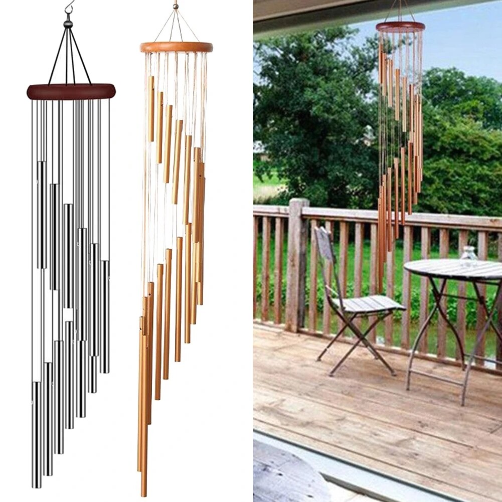 12-Tube Gold & Silver Wind Chimes for Outdoor Use by HitMyNeed