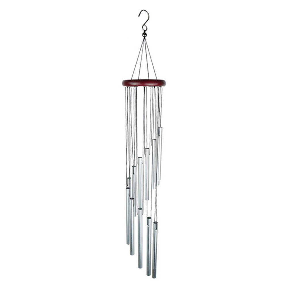 12-Tube Gold & Silver Wind Chimes for Outdoor Use sliver-red-wood by HitMyNeed