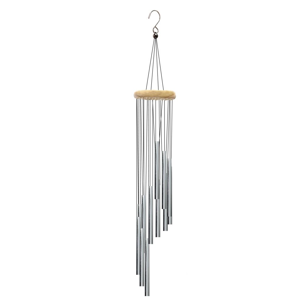 12-Tube Gold & Silver Wind Chimes for Outdoor Use sliver-white-wood by HitMyNeed
