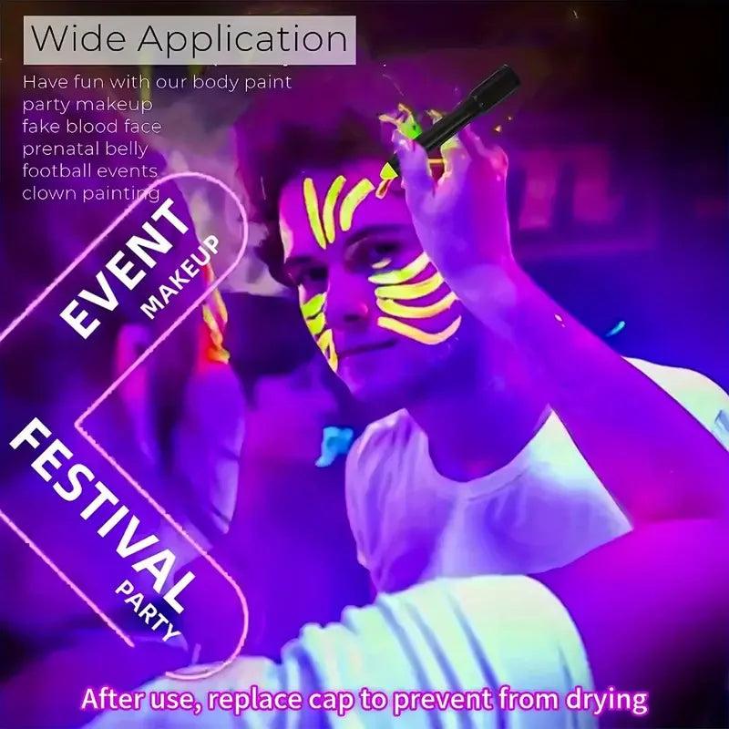 12 UV Neon Glow Face Paint Crayon Sticks by HitMyNeed