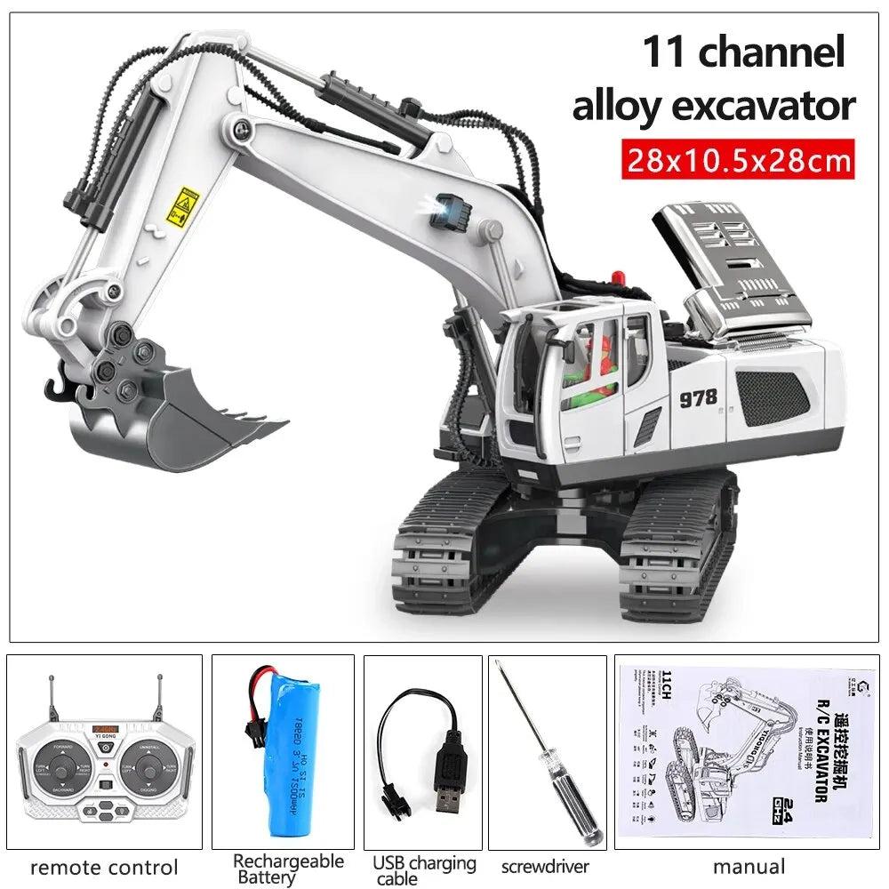 1:20 RC Excavator & Dump Truck Set, 2.4G 9/11 Channel white-excavator by HitMyNeed
