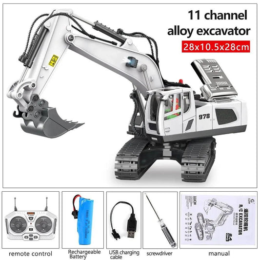 1:20 RC Excavator & Dump Truck Set, 2.4G 9/11 Channel white-excavator by HitMyNeed