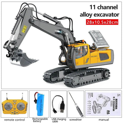 1:20 RC Excavator & Dump Truck Set, 2.4G 9/11 Channel yellow-excavator by HitMyNeed