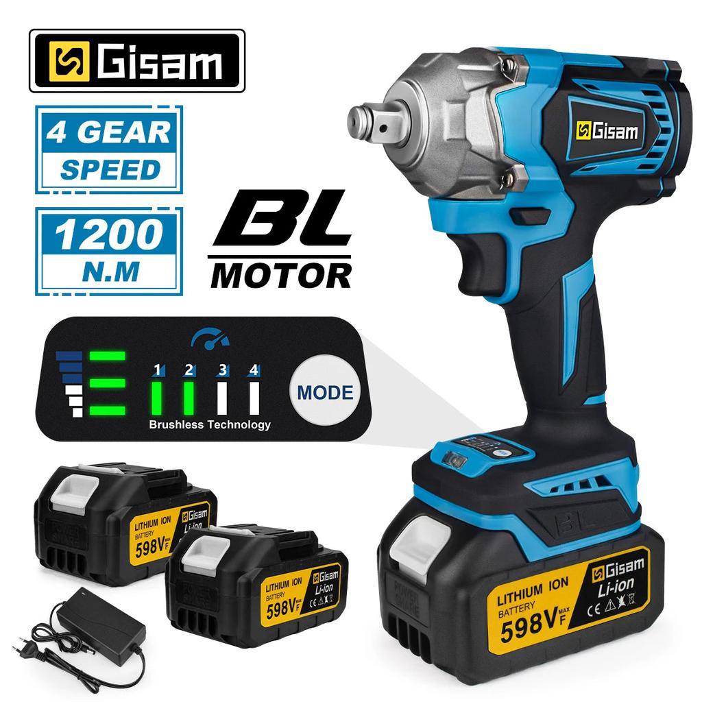 1200Nm Brushless 1/2" Cordless Impact Wrench by HitMyNeed