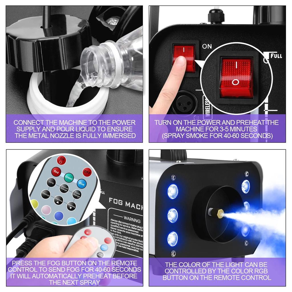 1200W RGB LED Fog Machine with Remote Control by HitMyNeed