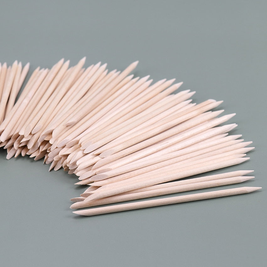 Natural Wooden Cuticle Sticks 100 Pack