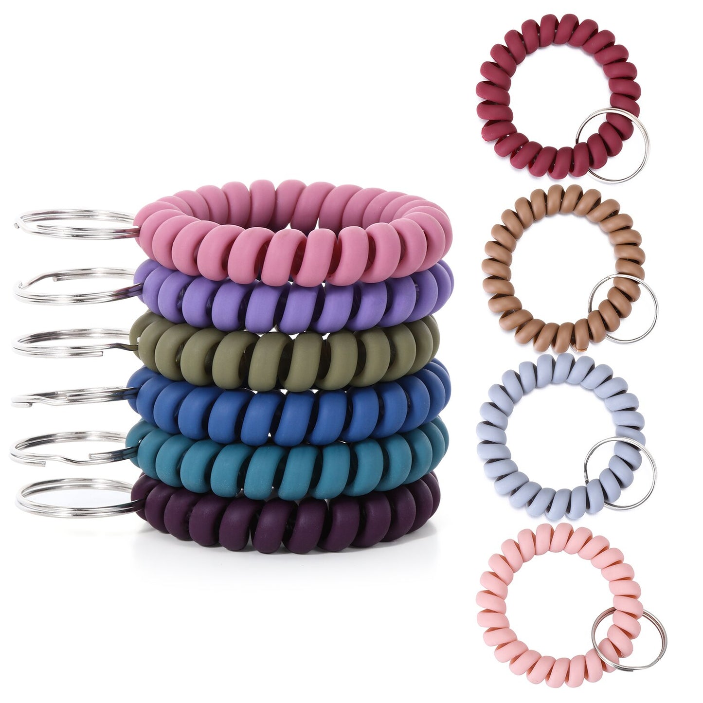 Stretchable Wrist Coil Keychain Set (10 Pack)