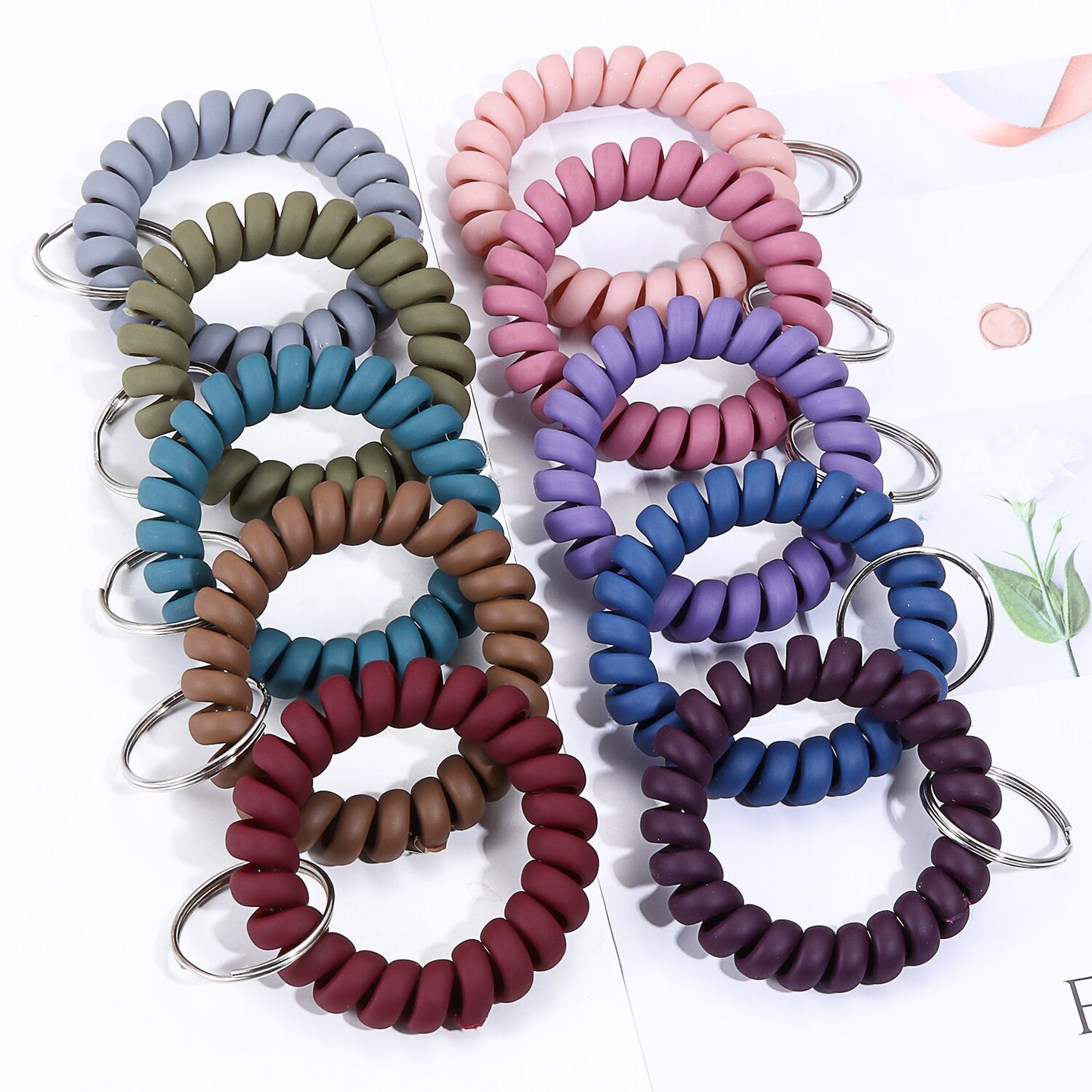 Stretchable Wrist Coil Keychain Set (10 Pack)
