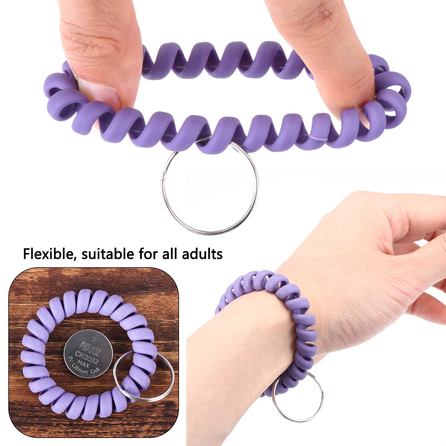 Stretchable Wrist Coil Keychain Set (10 Pack)