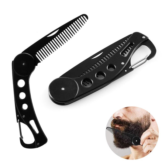 Foldable Stainless Steel Beard Comb with Bottle Opener