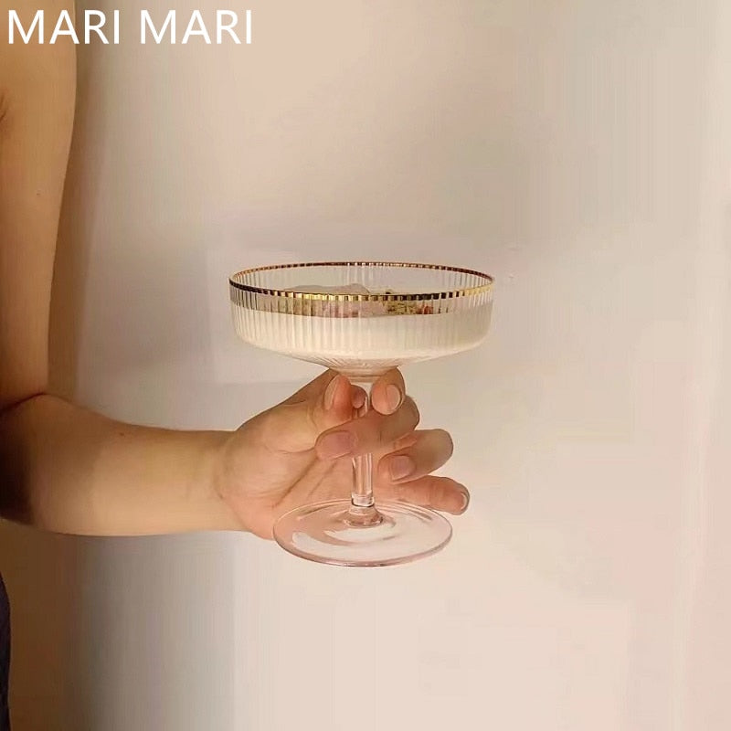 Elegant Glass Ice Cream Cups with Gold Rim