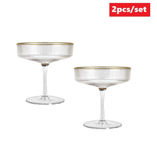 Elegant Glass Ice Cream Cups with Gold Rim