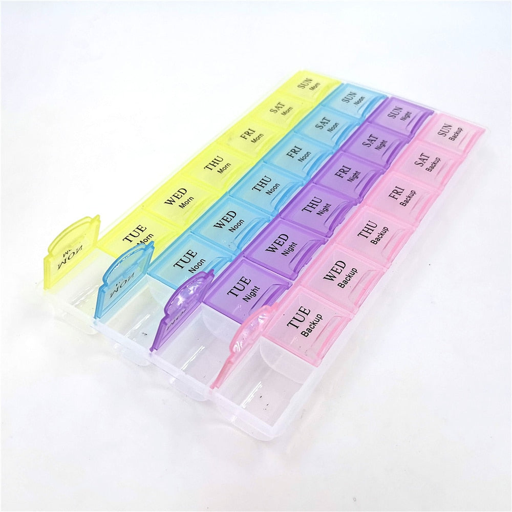 7 Day Pill Organizer with 4 Daily Compartments