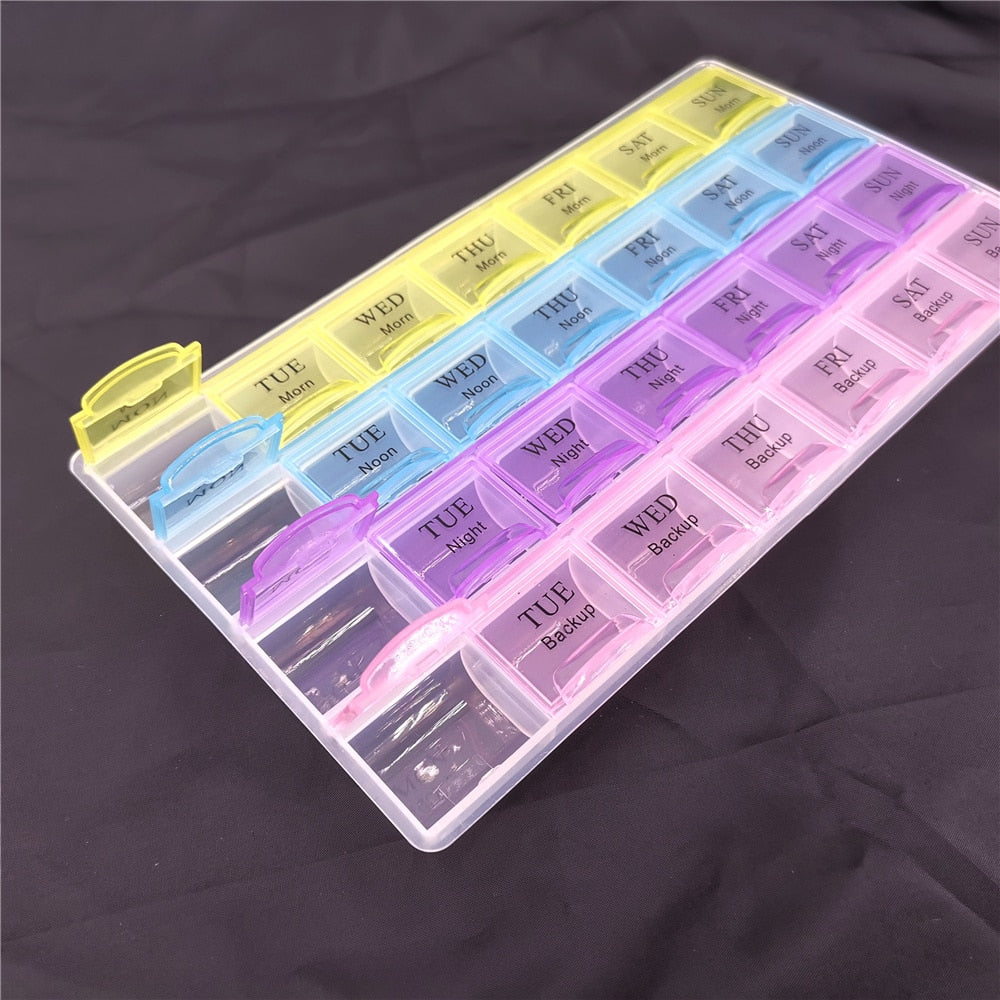 7 Day Pill Organizer with 4 Daily Compartments