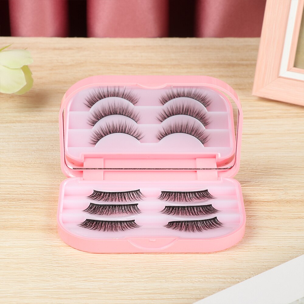 False Eyelash Case with Mirror - Holds 3 Pairs