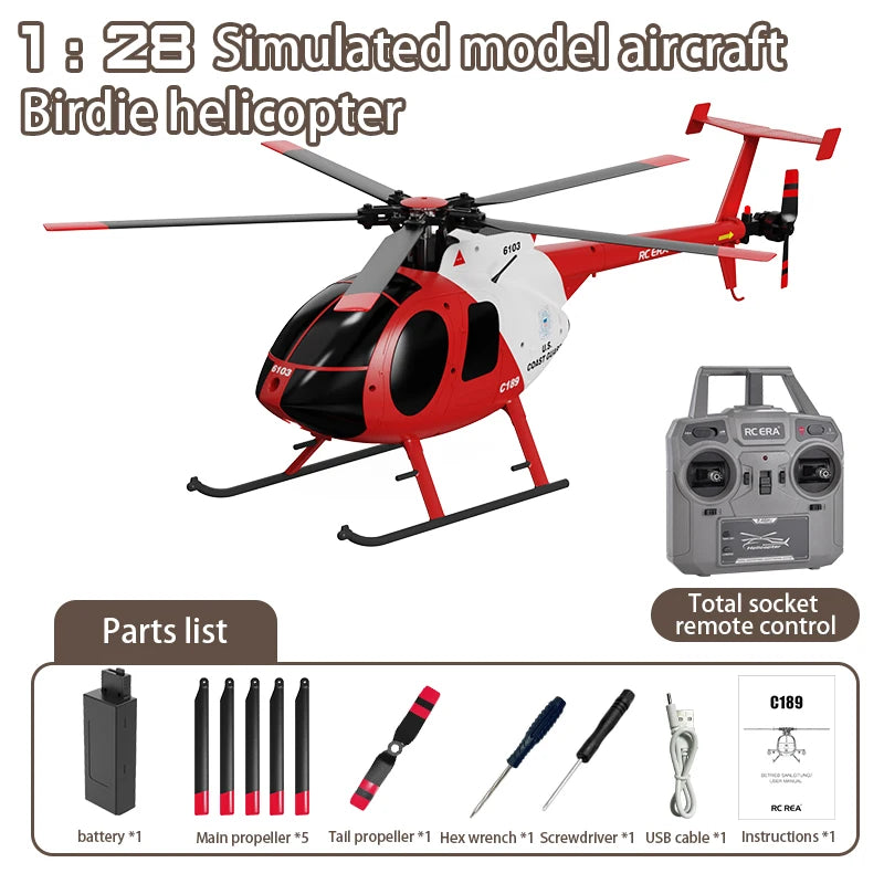 1:28 RC MD500 Brushless Helicopter with 6-Axis Gyro red by HitMyNeed