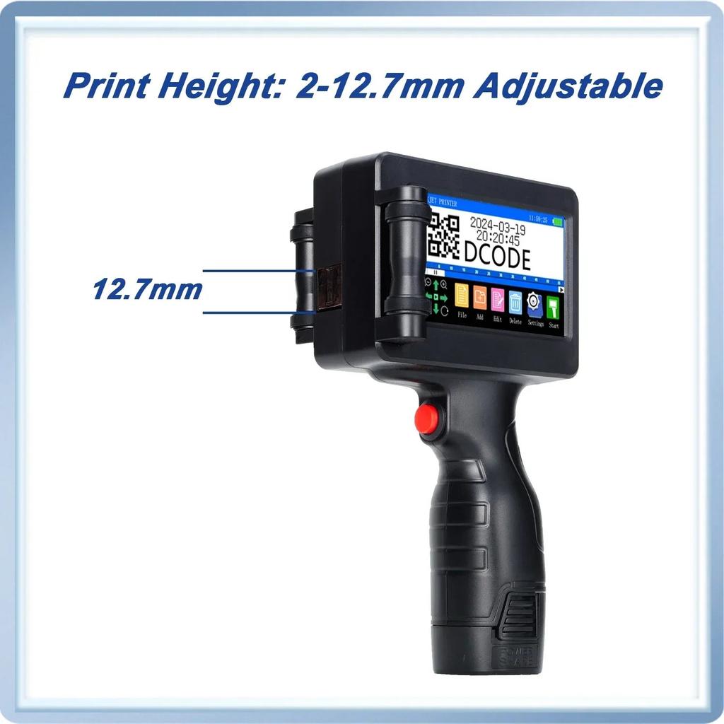 12.7mm Handheld Inkjet Printer for QR, Text & Logos With 1 ink by HitMyNeed