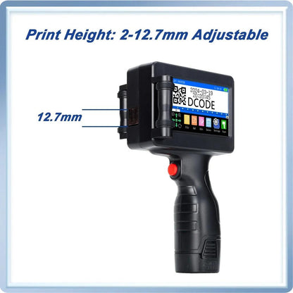 12.7mm Handheld Inkjet Printer for QR, Text & Logos With 1 ink by HitMyNeed