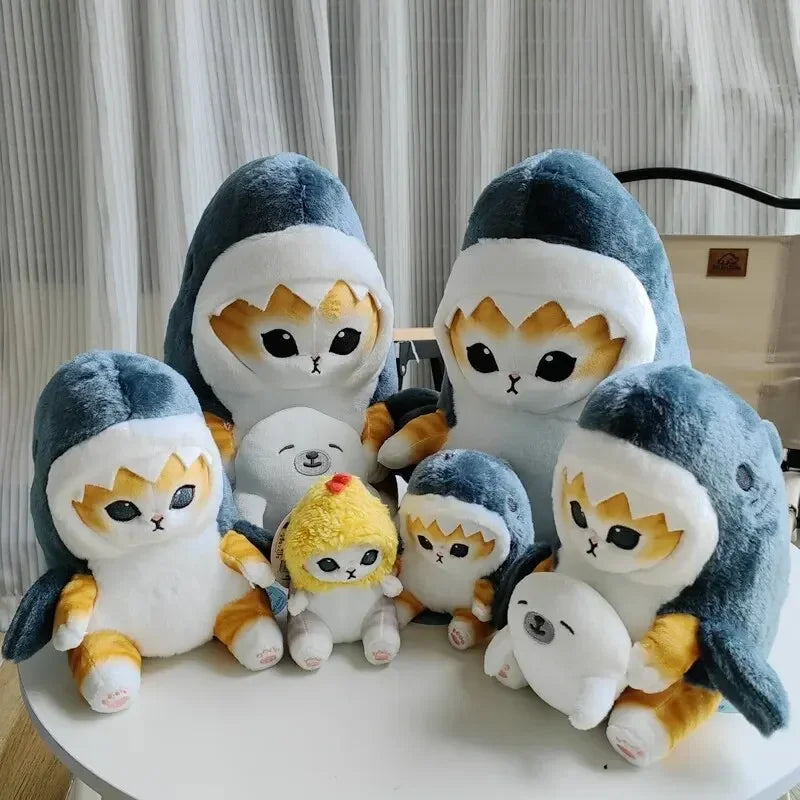12cm Cute Shark Cat Fried Shrimp Plush Pendant by HitMyNeed