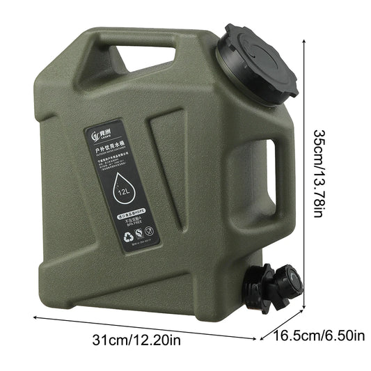 12L Camping Water Container with Faucet & Hose army-green by HitMyNeed