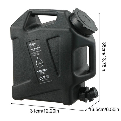 12L Camping Water Container with Faucet & Hose black by HitMyNeed